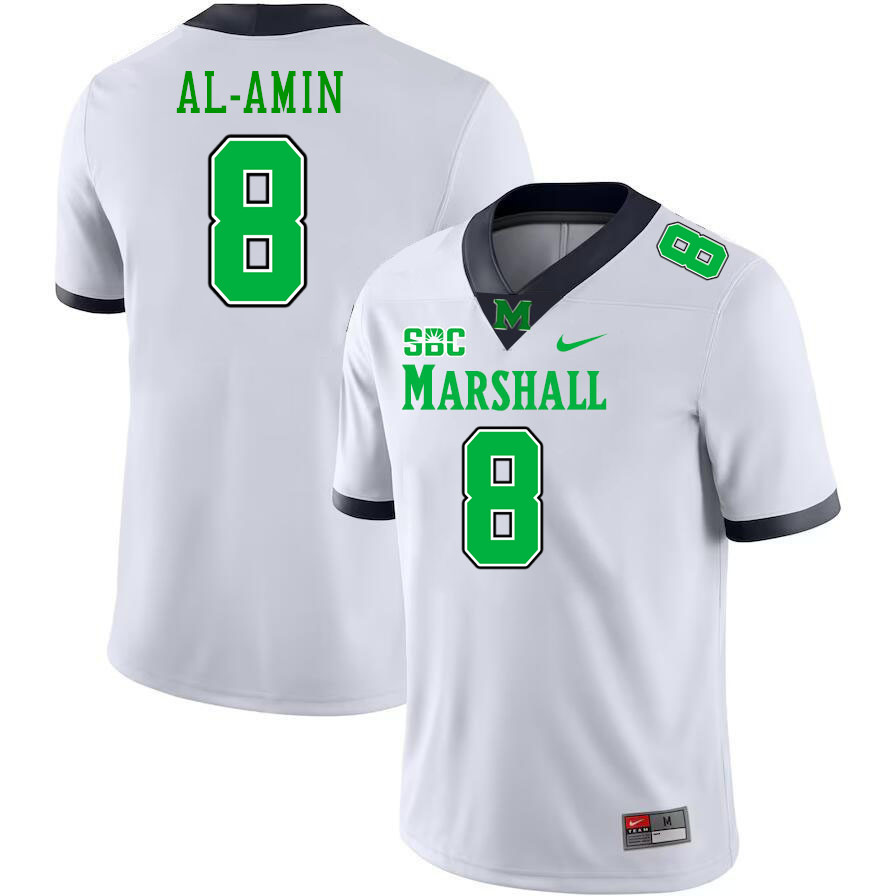 Marshall Thundering Herd #8 Jibreel Al-Amin College Football Jerseys,Uniforms-White